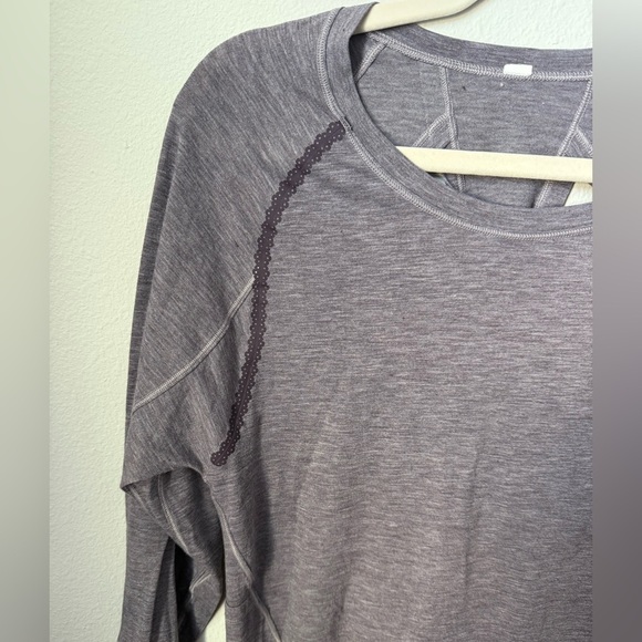 Lululemon Athletica Stop Drop & Squat Long Sleeve Top Heathered Black Currant - Picture 4 of 8